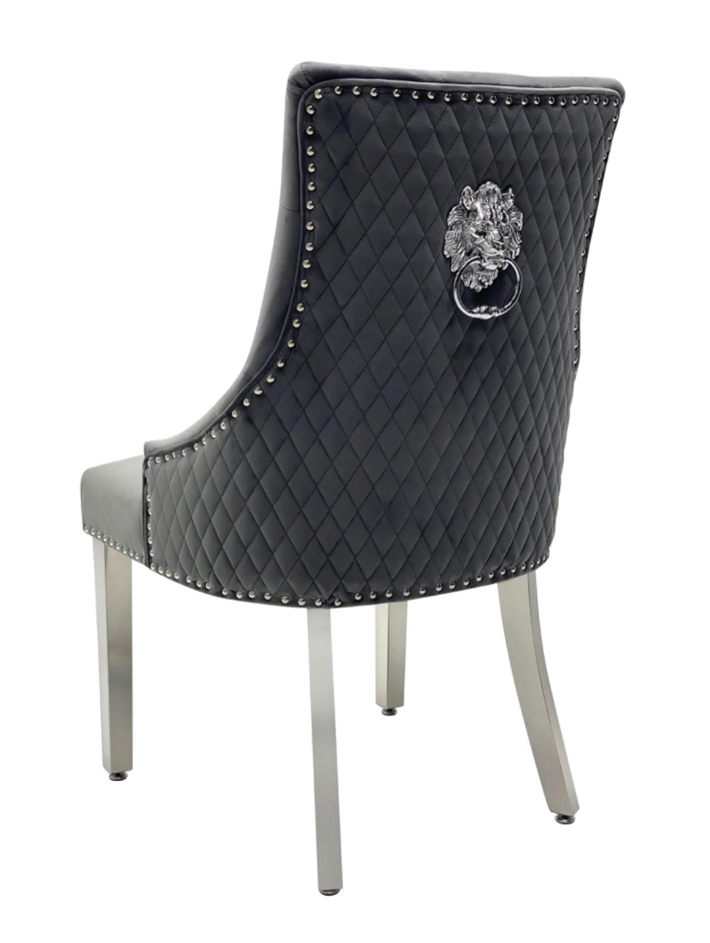 Dark Grey Lion Knocker Chairs back view