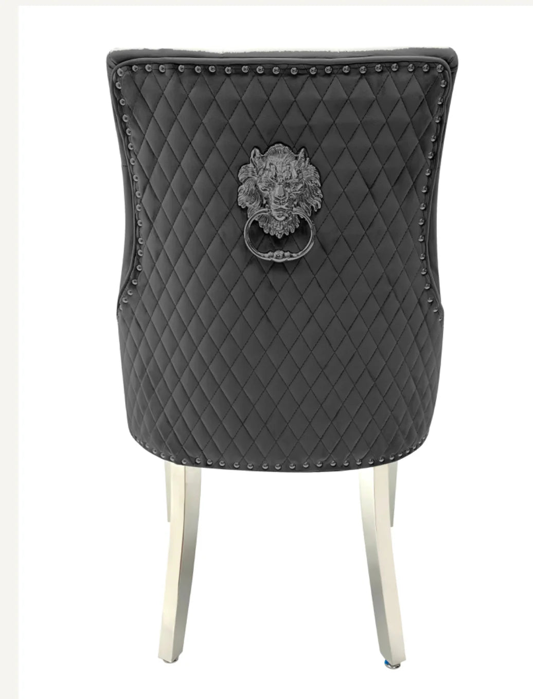 Dark Grey Lion Knocker Chairs back