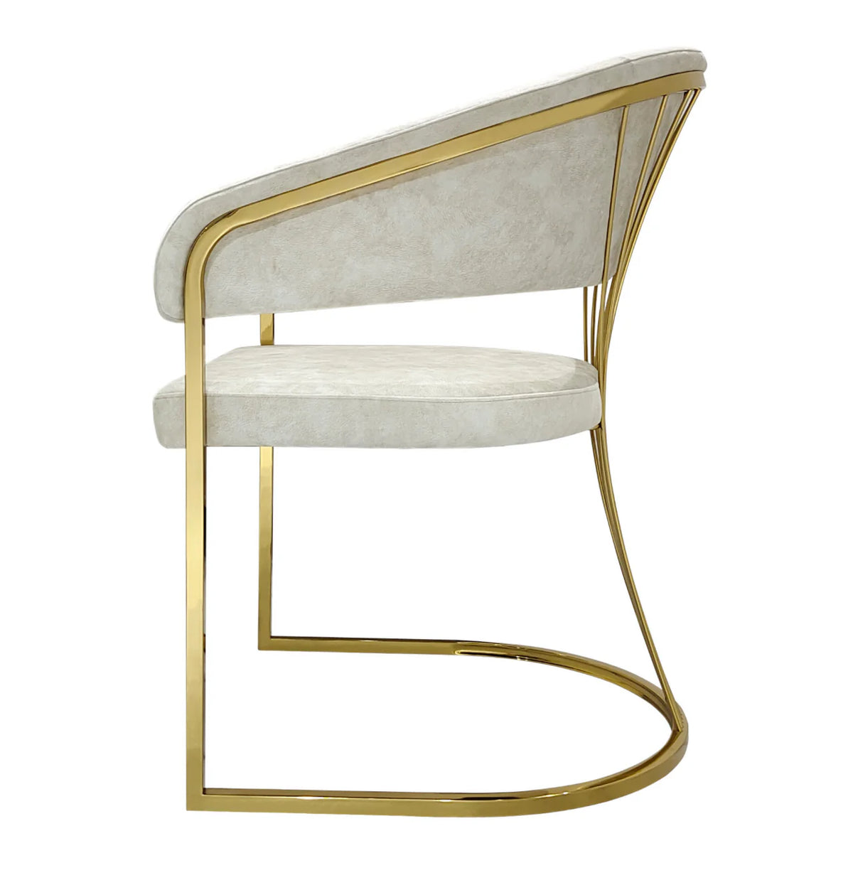 Porado Cream And Gold Dining Chair side view