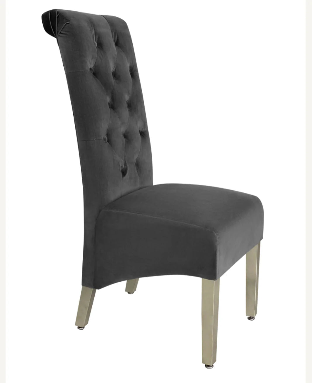 Pair of 2 Sofia Dark Grey Lion Knocker Luxury Dining Chair front view
