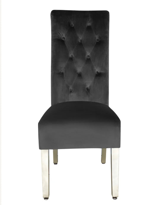 Pair of 2 Sofia Dark Grey Lion Knocker Luxury Dining Chair front