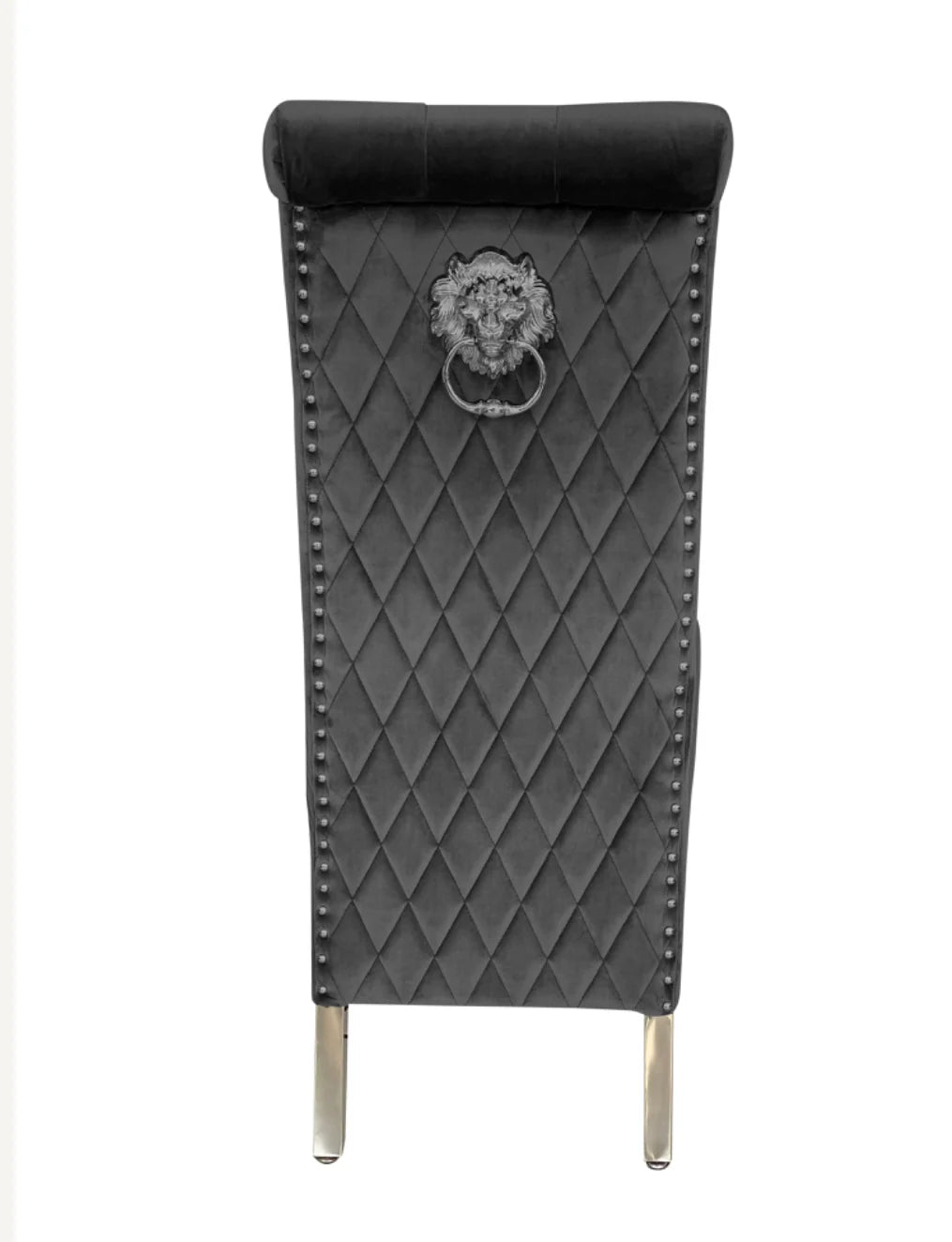 Pair of 2 Sofia Dark Grey Lion Knocker Luxury Dining Chair