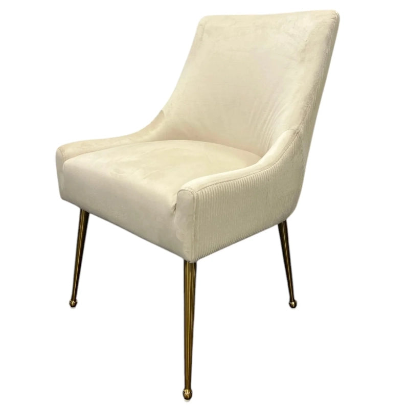 Ivory Dining Chair with Gold Legs
