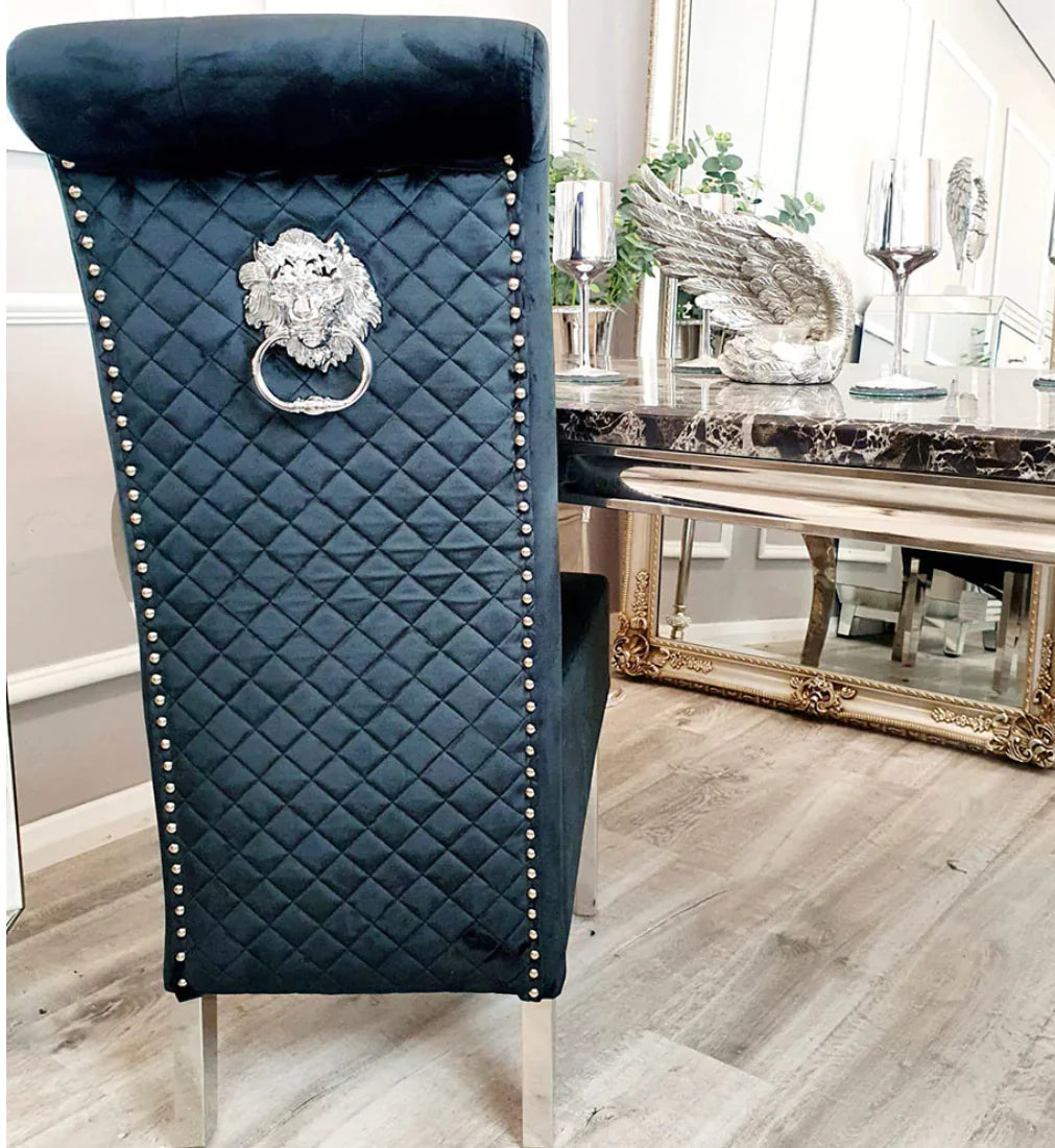 Pair Of 2 Sofia Dining Chair Black Lion Knocker