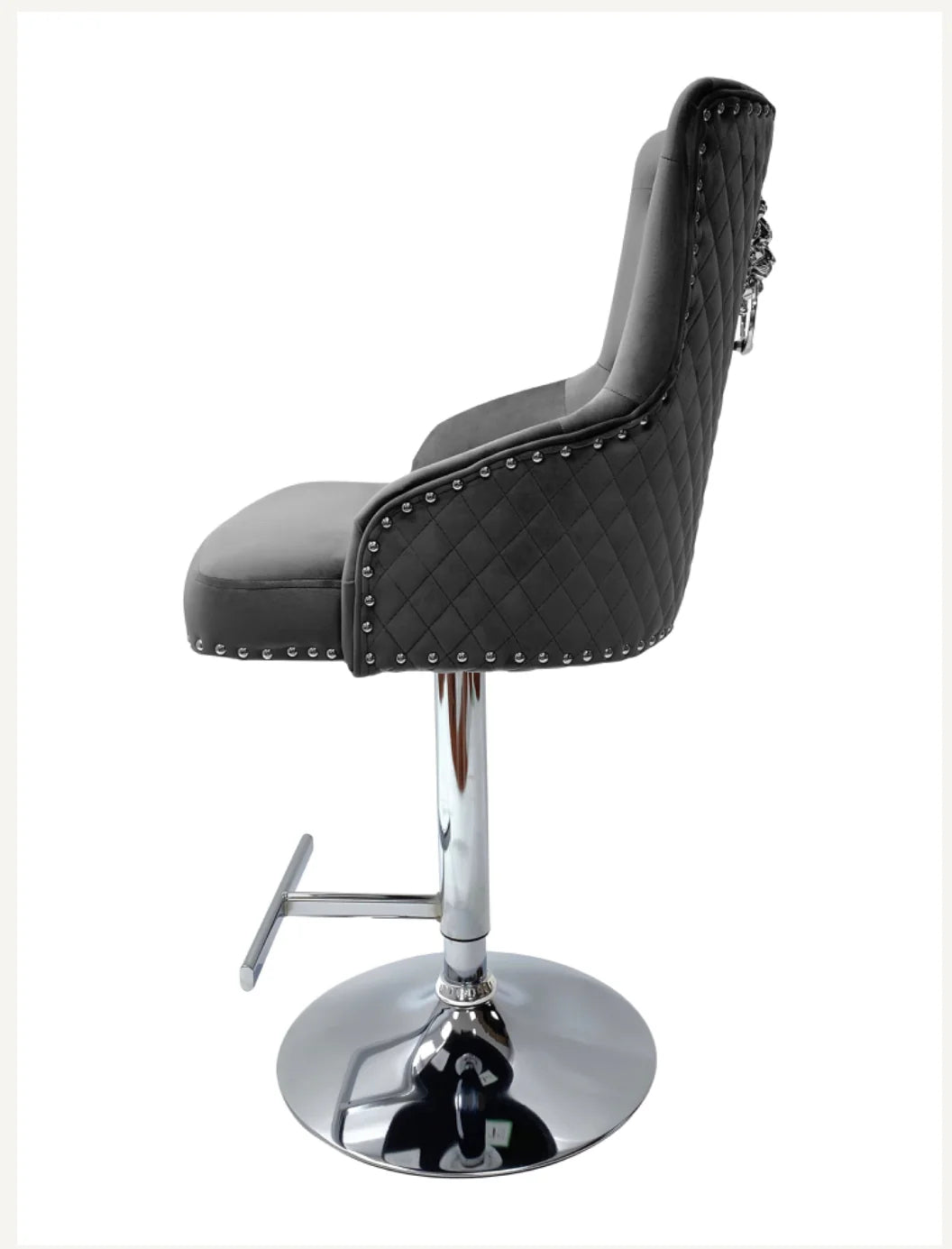Leather Bar Stool with Knocker – Dark Grey 3