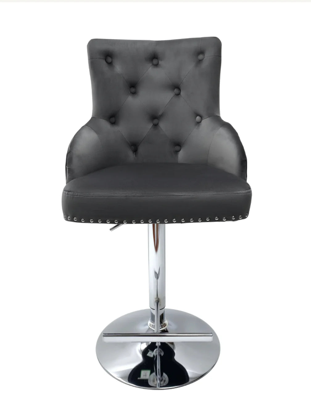 Leather Bar Stool with Knocker – Dark Grey 4