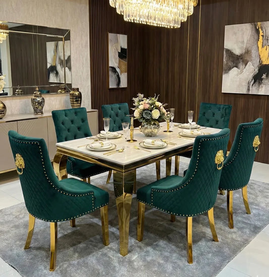 marble dining table and 6 chairs