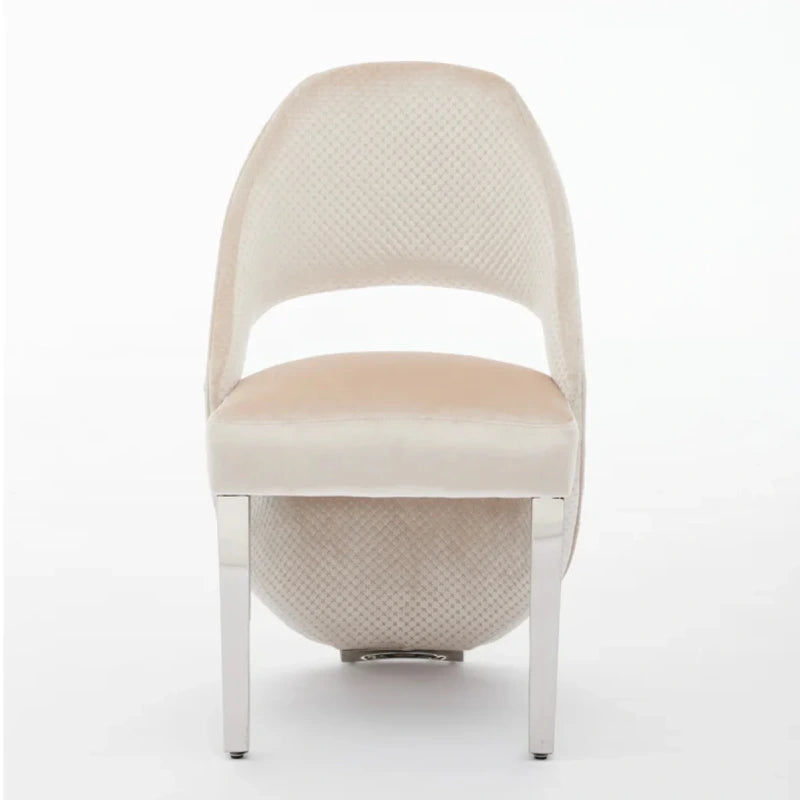 plush velvet dining chairs with chrome legs (2)