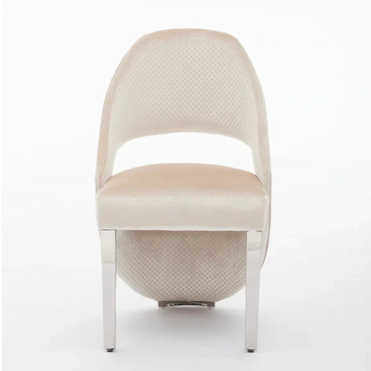 plush velvet dining chairs with chrome legs (2)