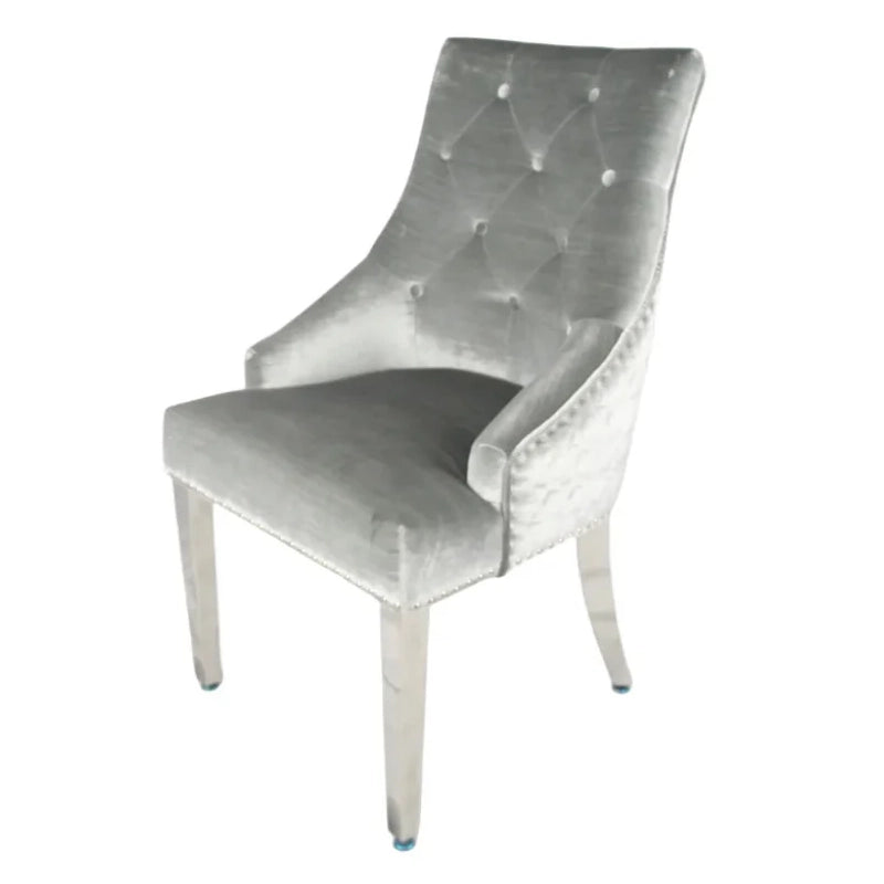 silver grey dining chairs with chrome legs (1)