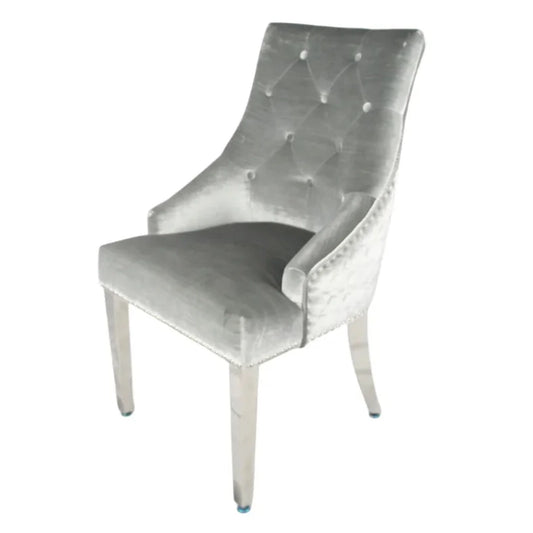 silver grey dining chairs with chrome legs (1)