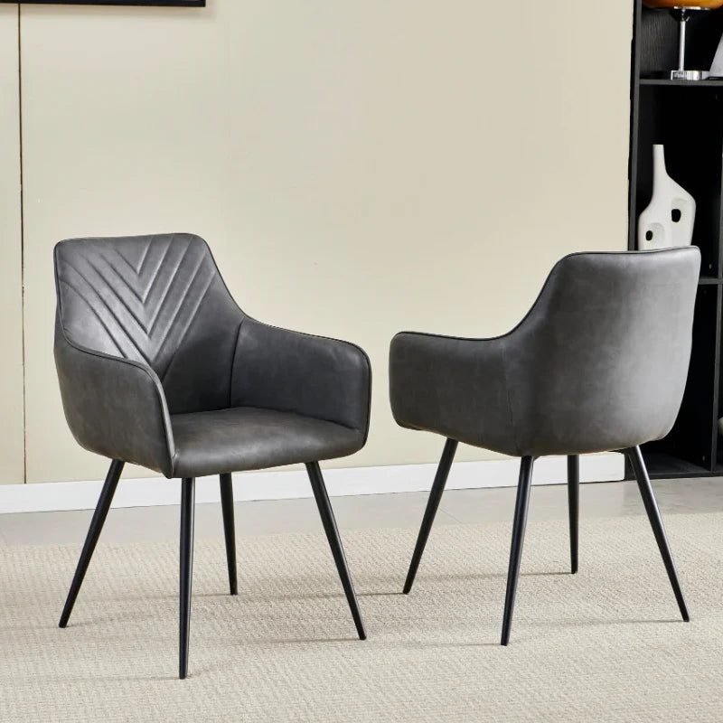 grey leather dining chairs