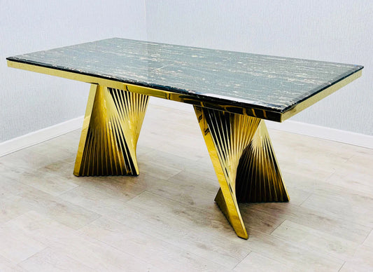 A picture of marble gold dining table
