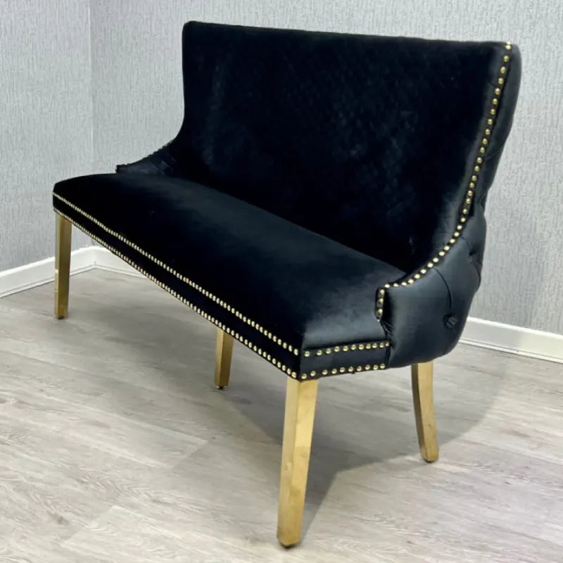 Black Dining Bench with backrest (1)