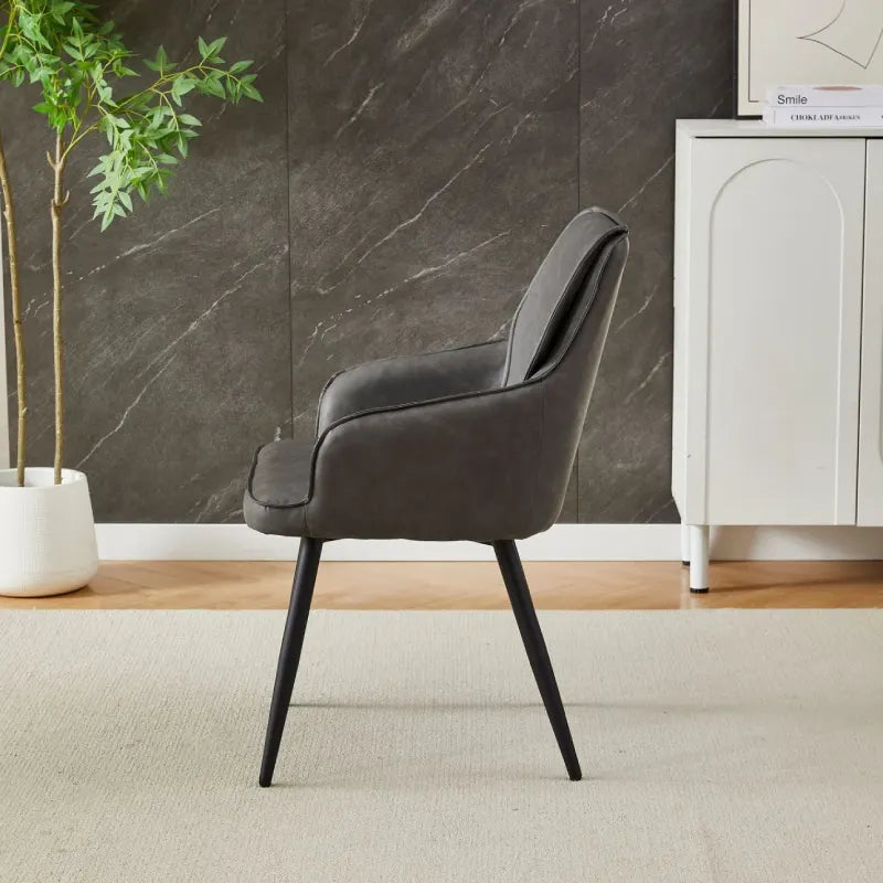 dark grey leather dining chairs (1)