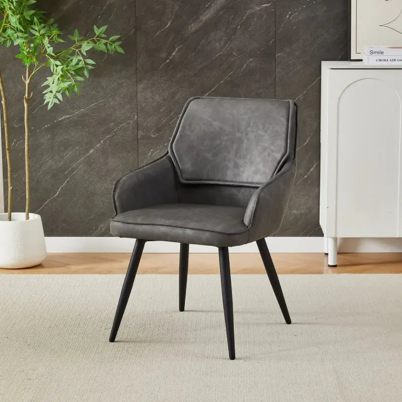 grey leather dining chairs