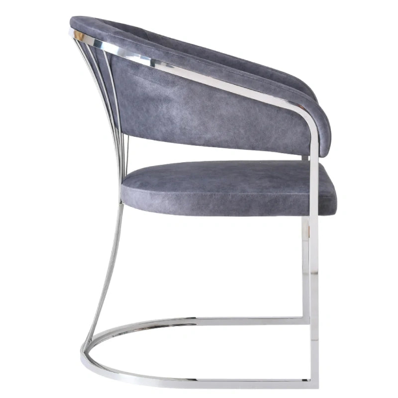 Modern grey and silver leather dining chairs (1)