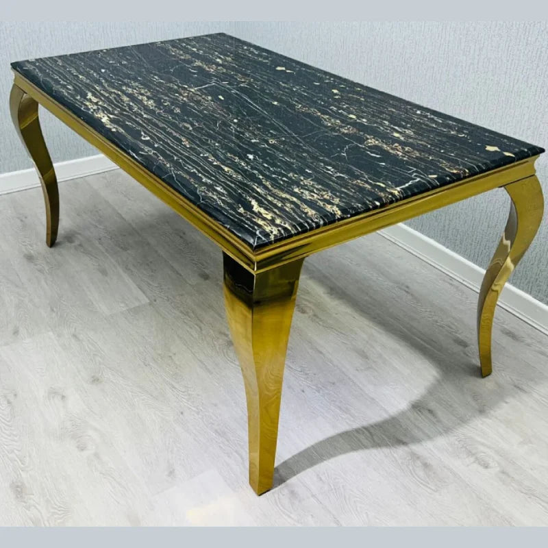 Louis dining table – black and gold marble top (1)