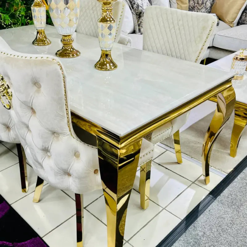 Louis dining table – cream marble top (1)