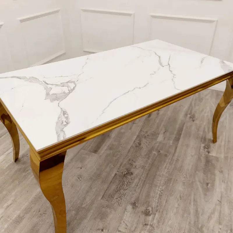 Louis dining table – white and grey marble top (1)