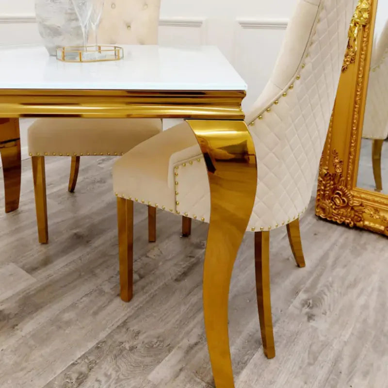 Louis dining table – white and grey marble top (2)