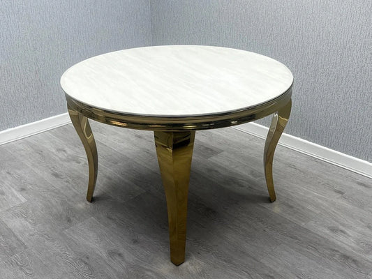 round cream dining table