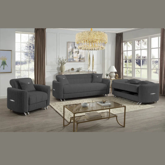 living room grey sofa with silver