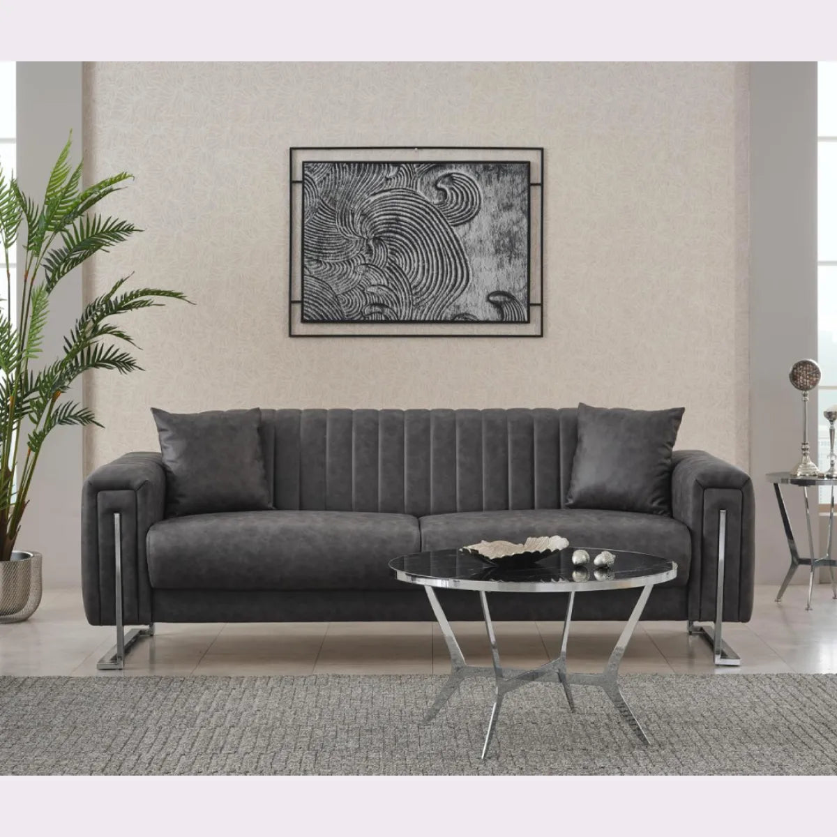 Suede grey 2 seater couch and bed