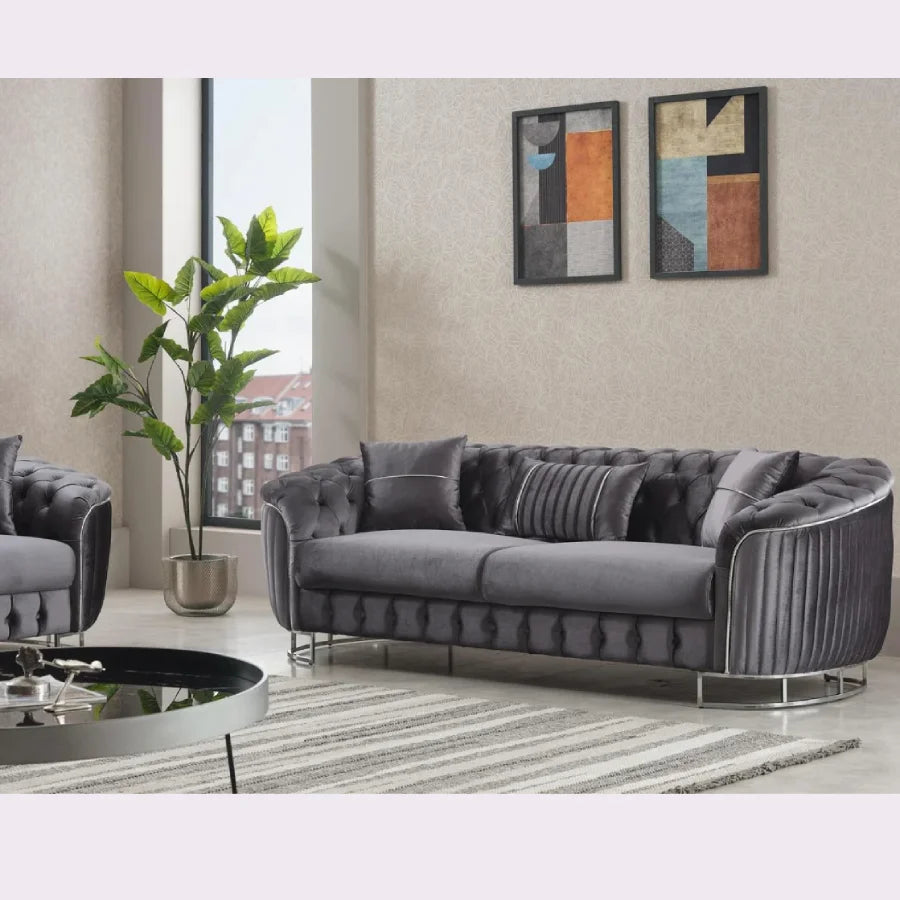 grey velvet set