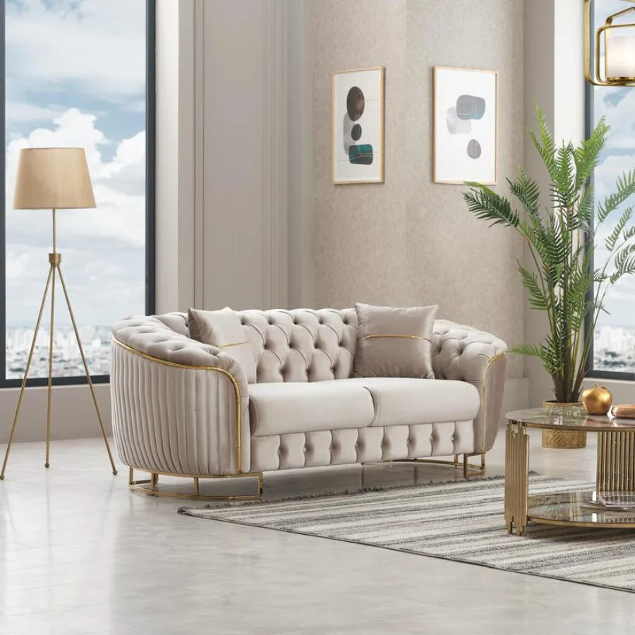 luxury cream velvet sofa