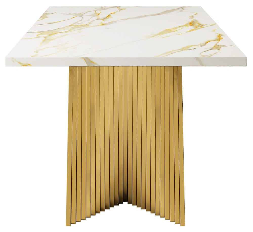 marble dining table with gold legs side view