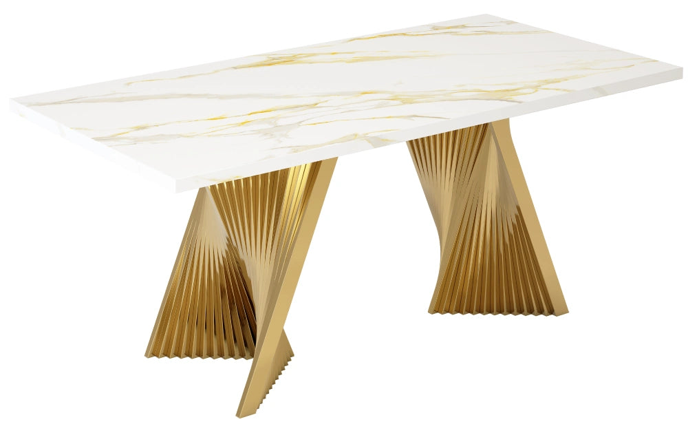 marble dining table with gold legs sideview