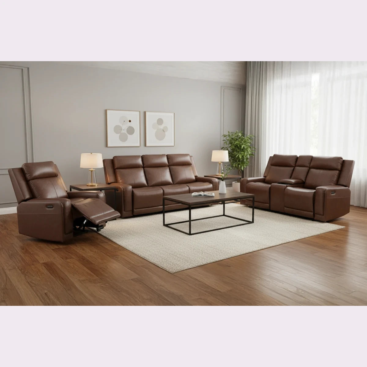 3 seater sofa leather recliner