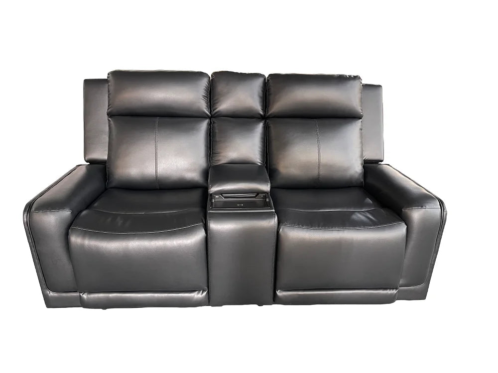 2 seater leather recliner sofa with drinks console