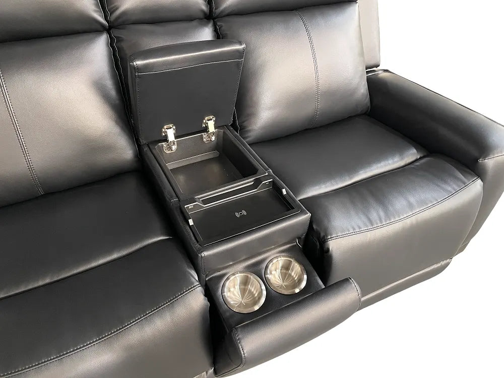 black leather recliner sofa