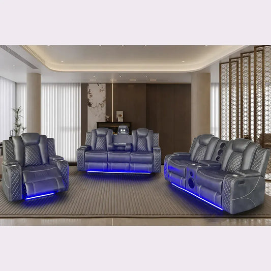 grey recliner sofa with lights