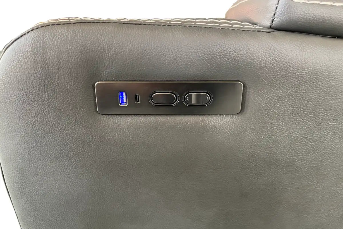 grey recliner sofa with control