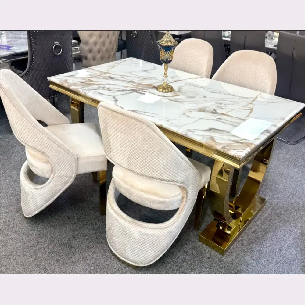 arianna dining table with gold legs