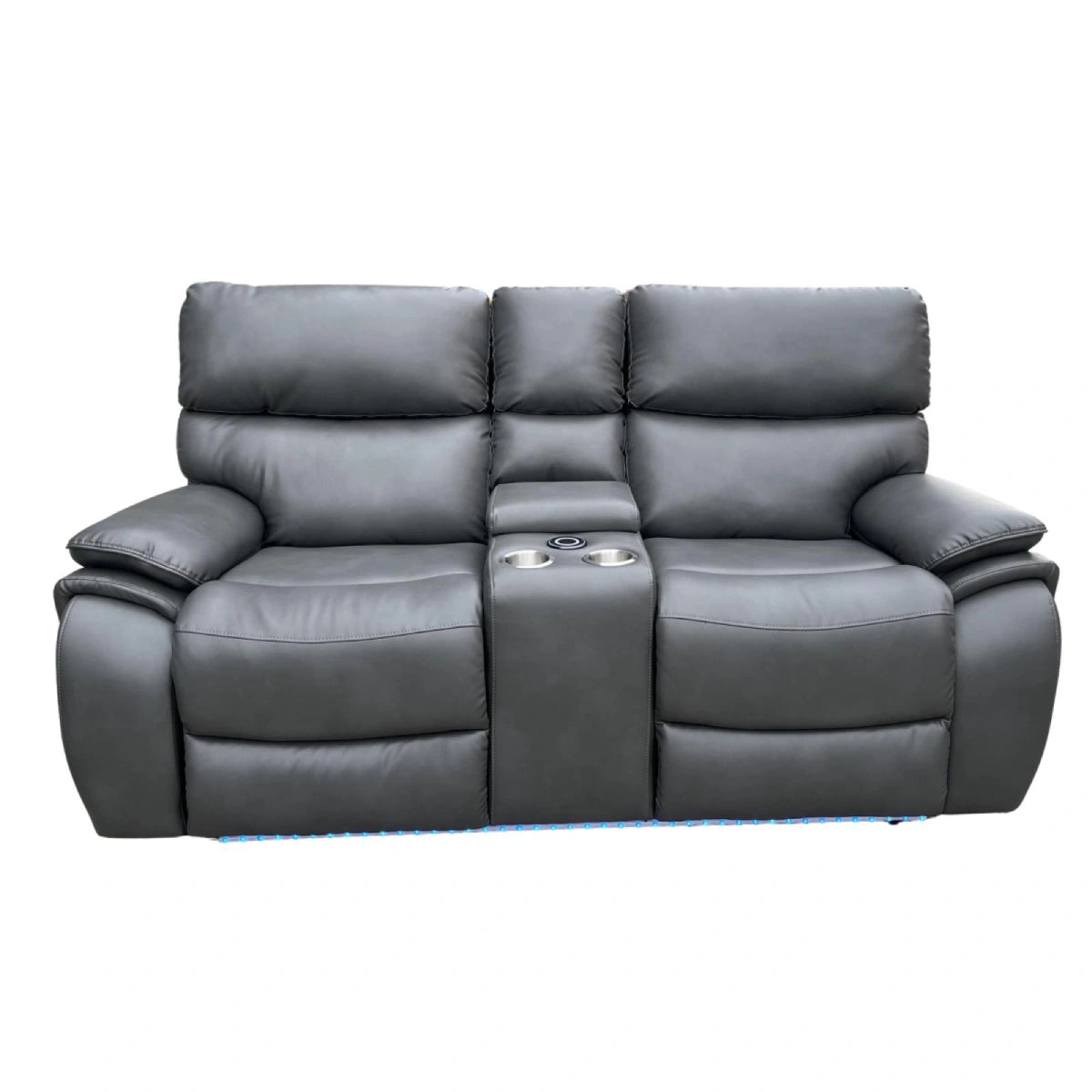 2 seater grey reclining sofa