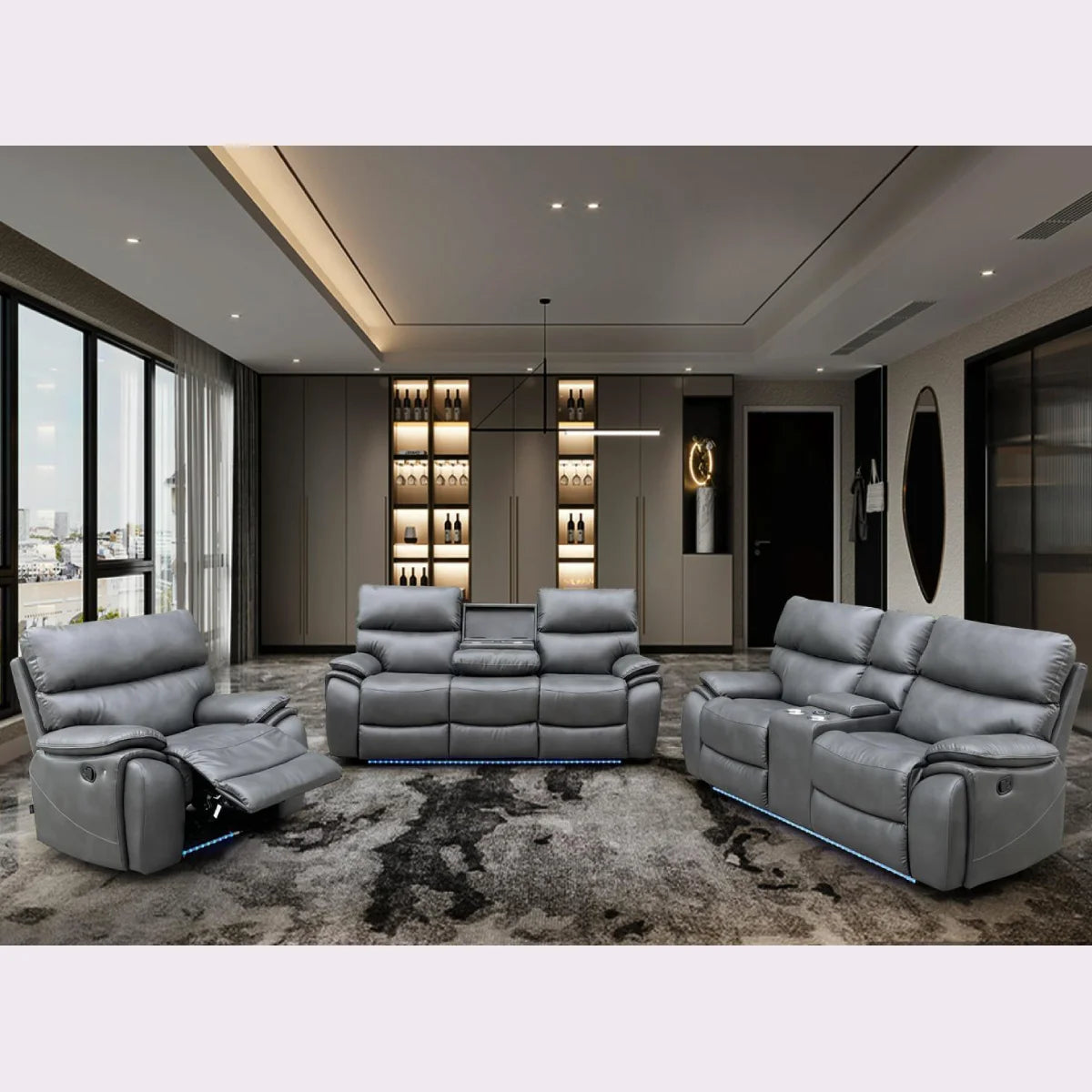 recliner sofa grey