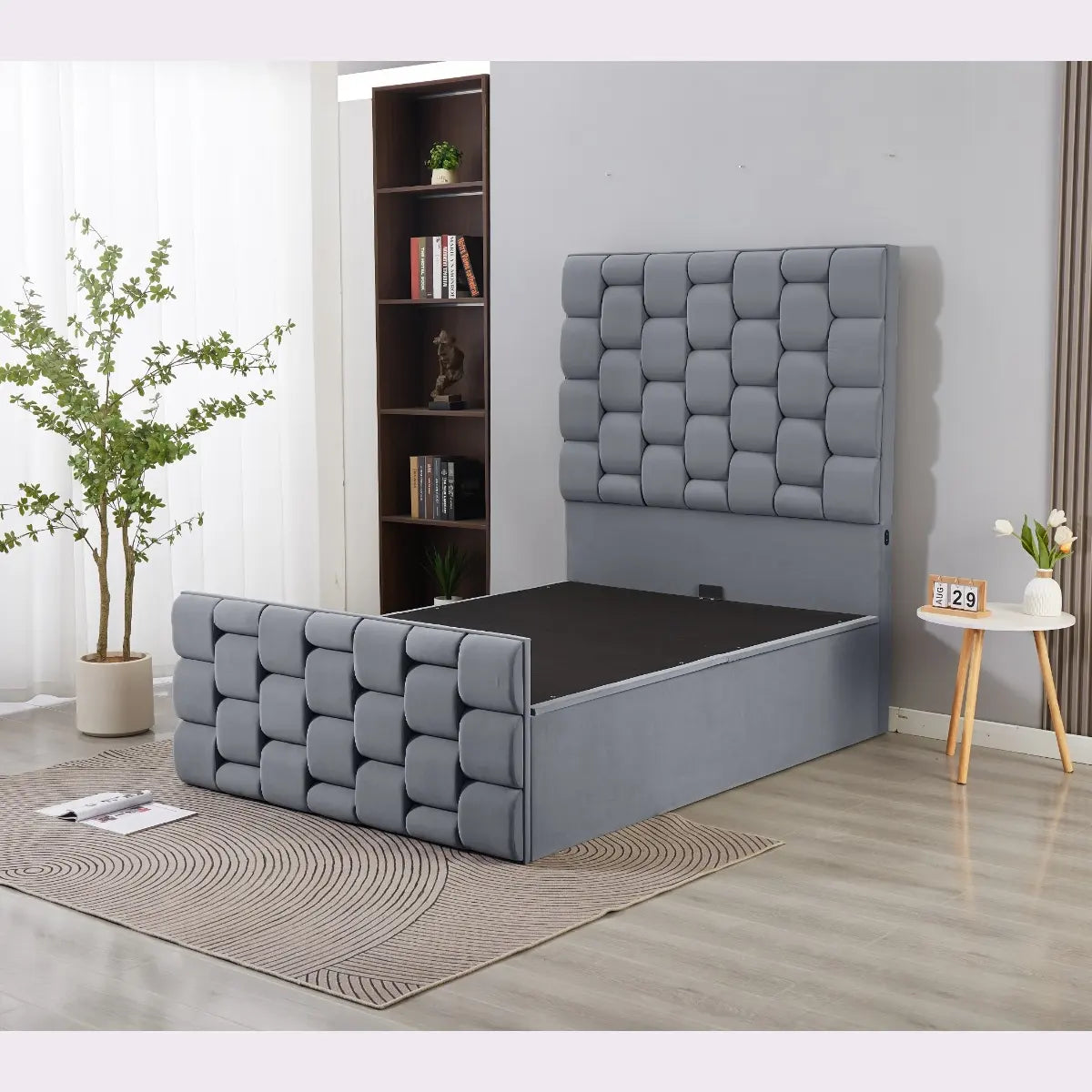 ottoman double bed grey