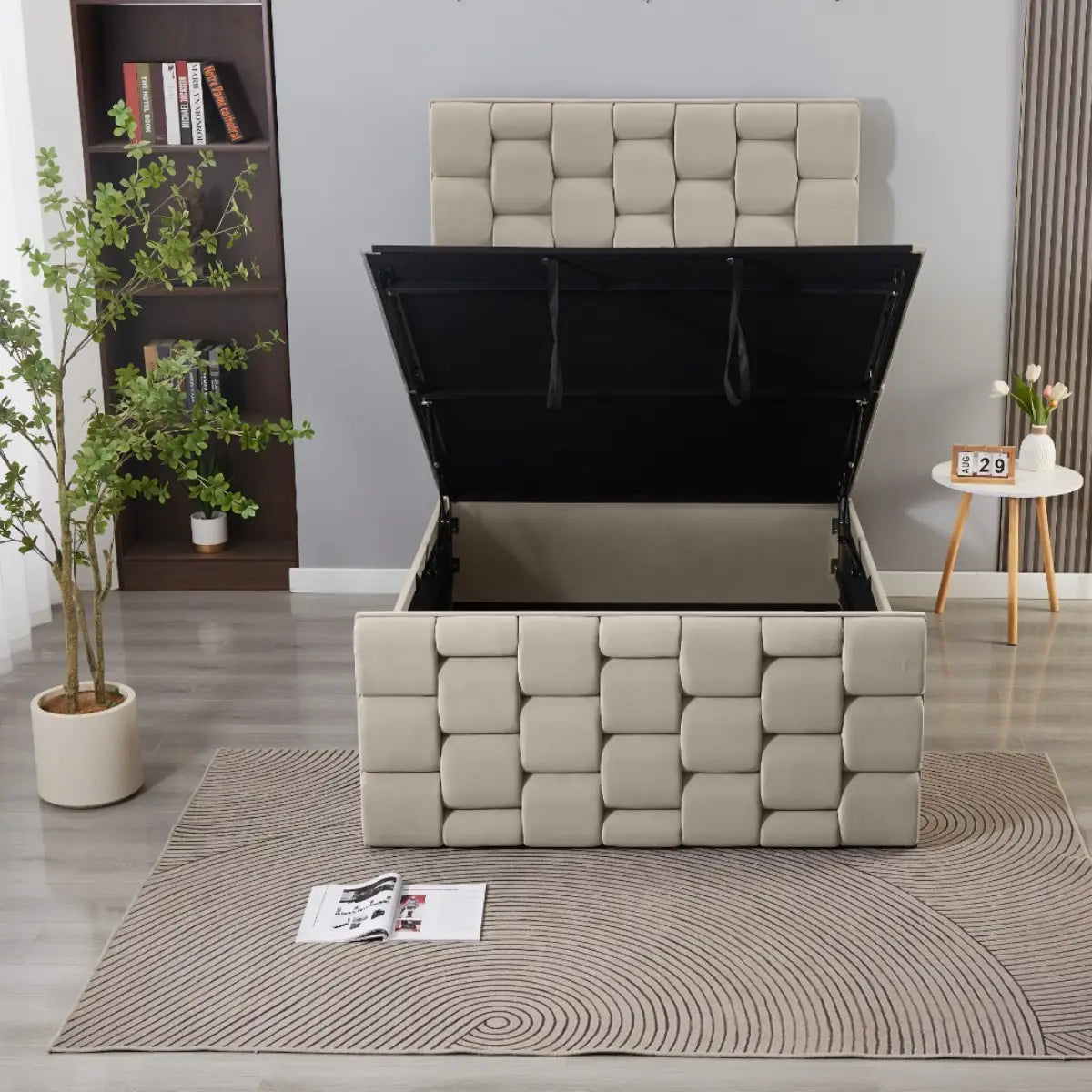 cream bed ottoman with lift