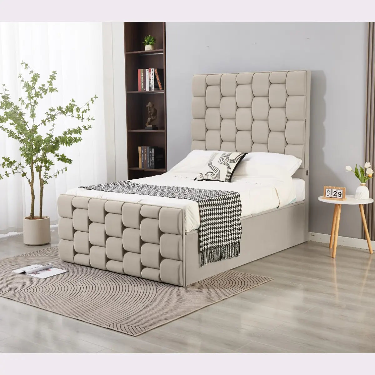 cream bed ottoman
