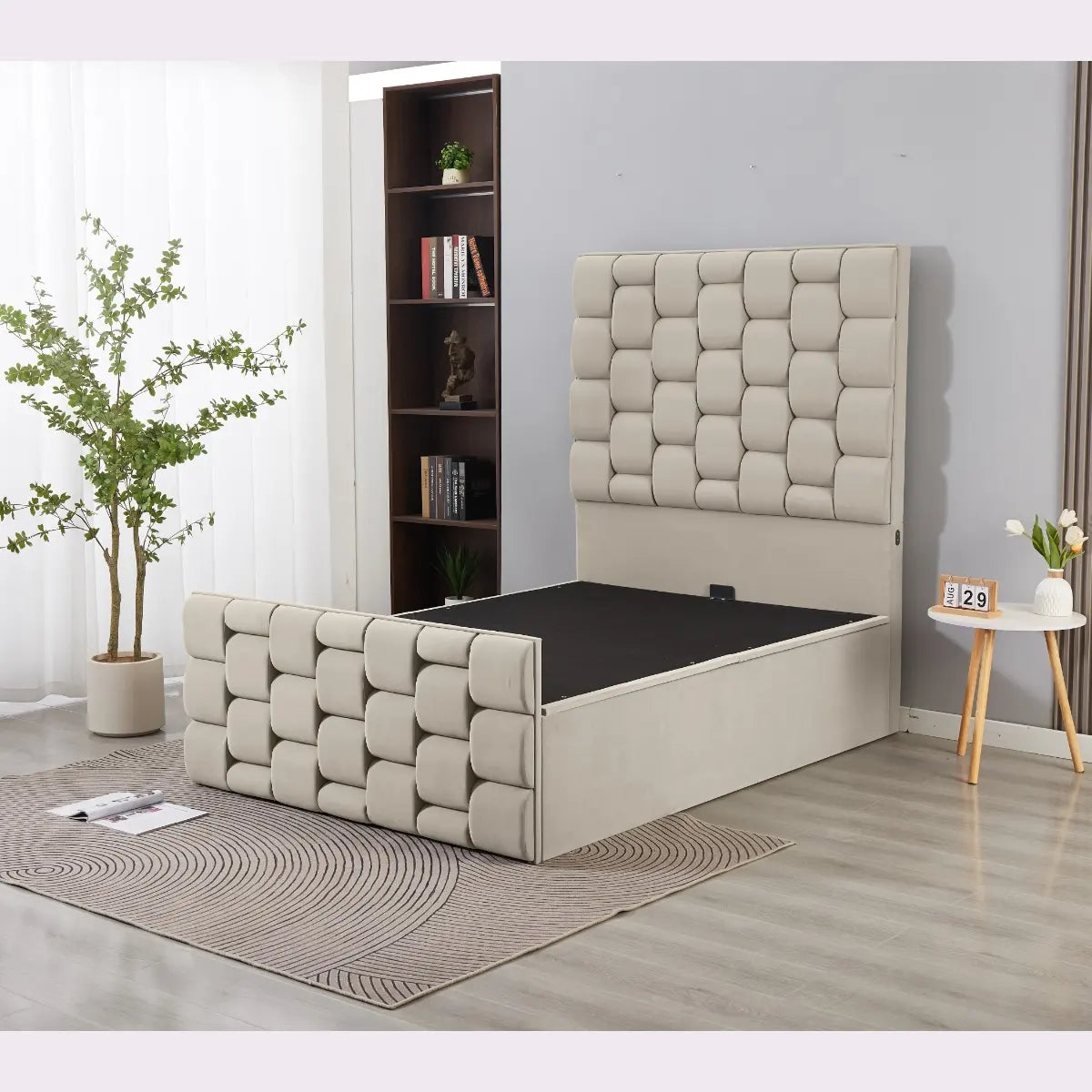 ottoman bed with storage cream colour