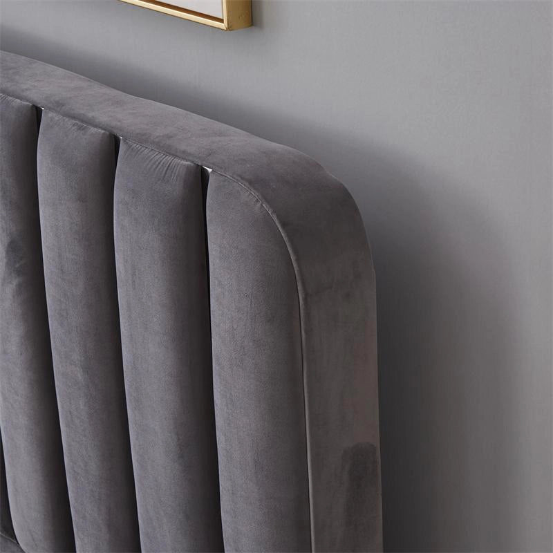 beautiful grey ottoman double bed