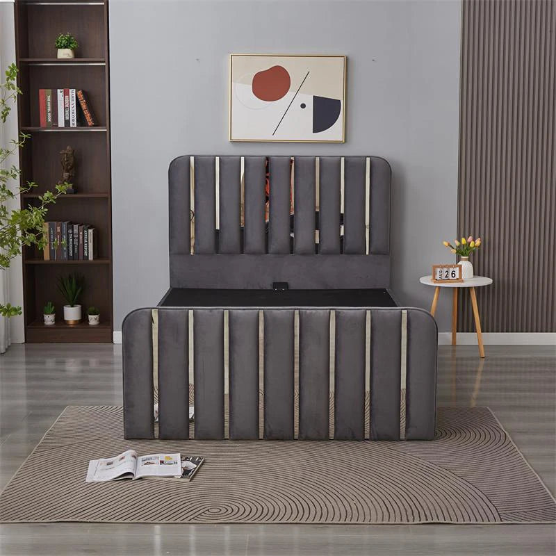 dark grey ottoman bed