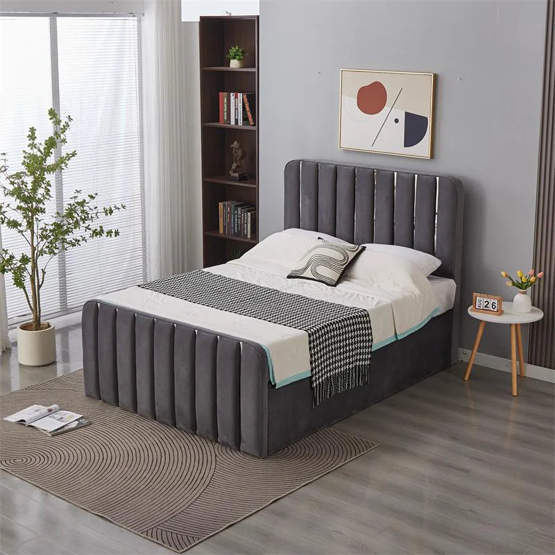 double grey bed