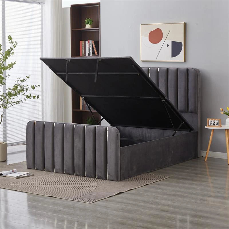 grey ottoman double bed