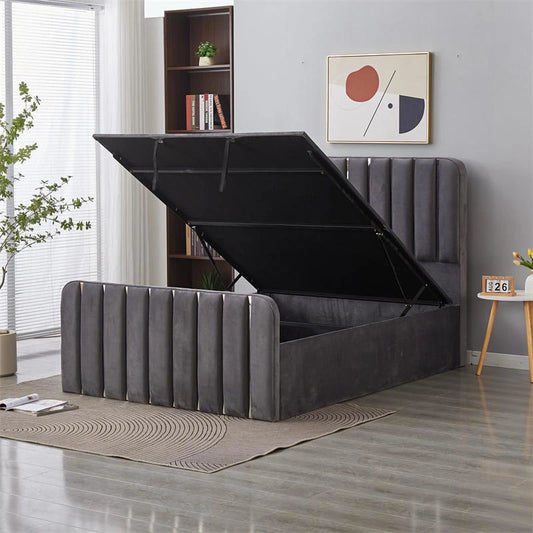 grey ottoman double bed