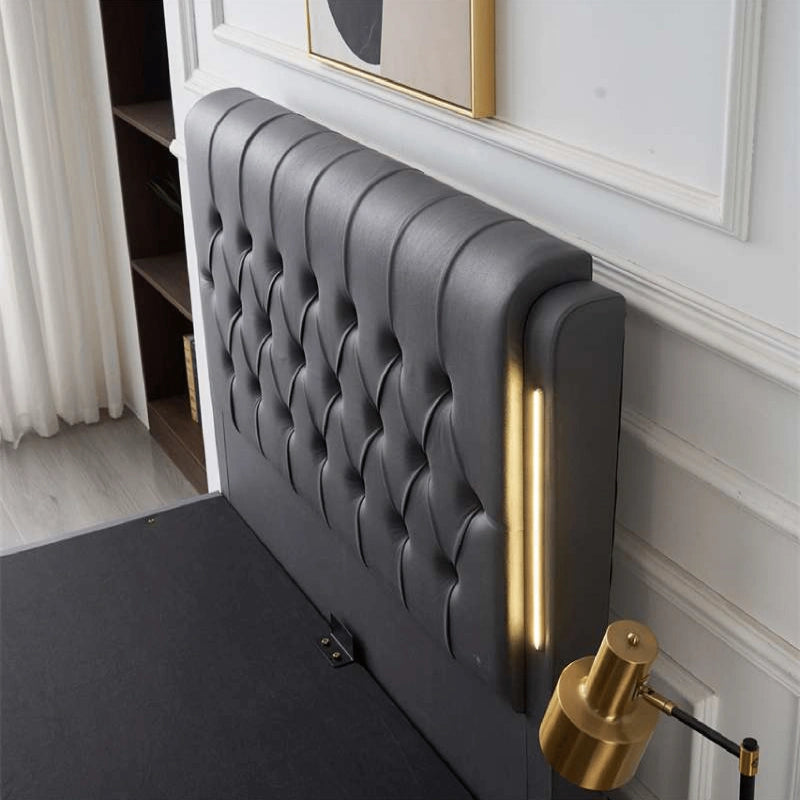 grey ottoman bed with led headboard